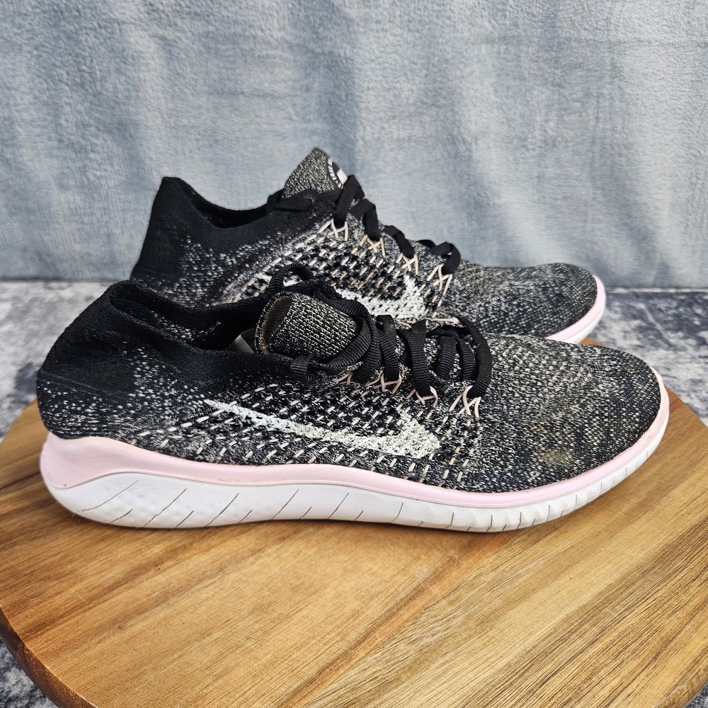Nike Free RN Flyknit 2017 Shoes Womens Size 9 Black Running Sneakers 942839-007